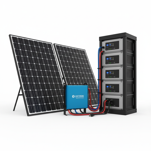 Pytes V5 LiFePO4 αυτόνομο φωτοβολταϊκό σύστημα 5kW Victron inverter μπαταρία 10kWh κατοικία